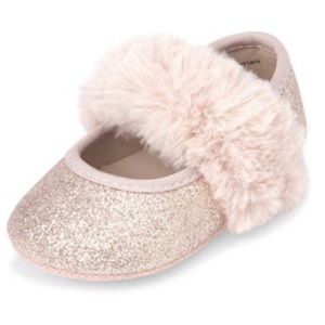 Toddler Blush Ballet Flats Sparkle Glitter Fur Shoes 7